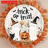 2d Flat 20*20cm, Halloween Home Decoration, Halloween Pumpkin, Black Cat and Ghost, "trick or Treat" Wooden Circular Logo, for Home, Garden, Kitchen