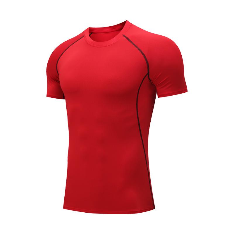 Men's Quick-Dry Compression Basketball T-Shirt: Breathable, Elastic Crew Neck, Tight-Fitting, Short-Sleeved Sportswear.