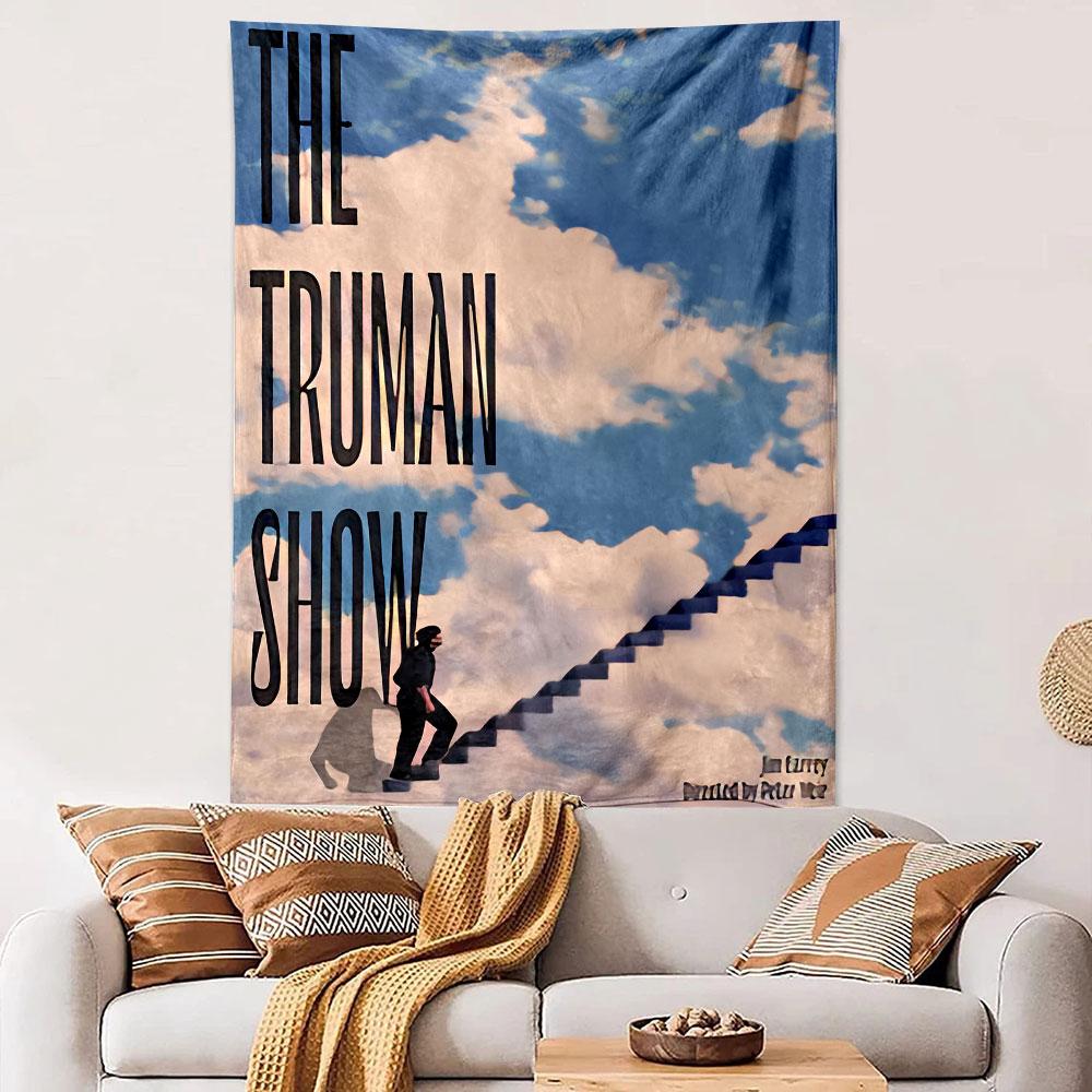 The Truman Show Movie Poster Tapestry Wall Hanging, Jim Carrey Classic Film Art, Cinematic Wall Decor for Bedroom Living Room Dorm