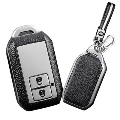 Key Key Key Key Protection for Suzuki Vehicles Compatible with SUZUKI New Wagon R Jimny Spacia Secure Stylish Leather Silver [SANRILY] Case, Holder,