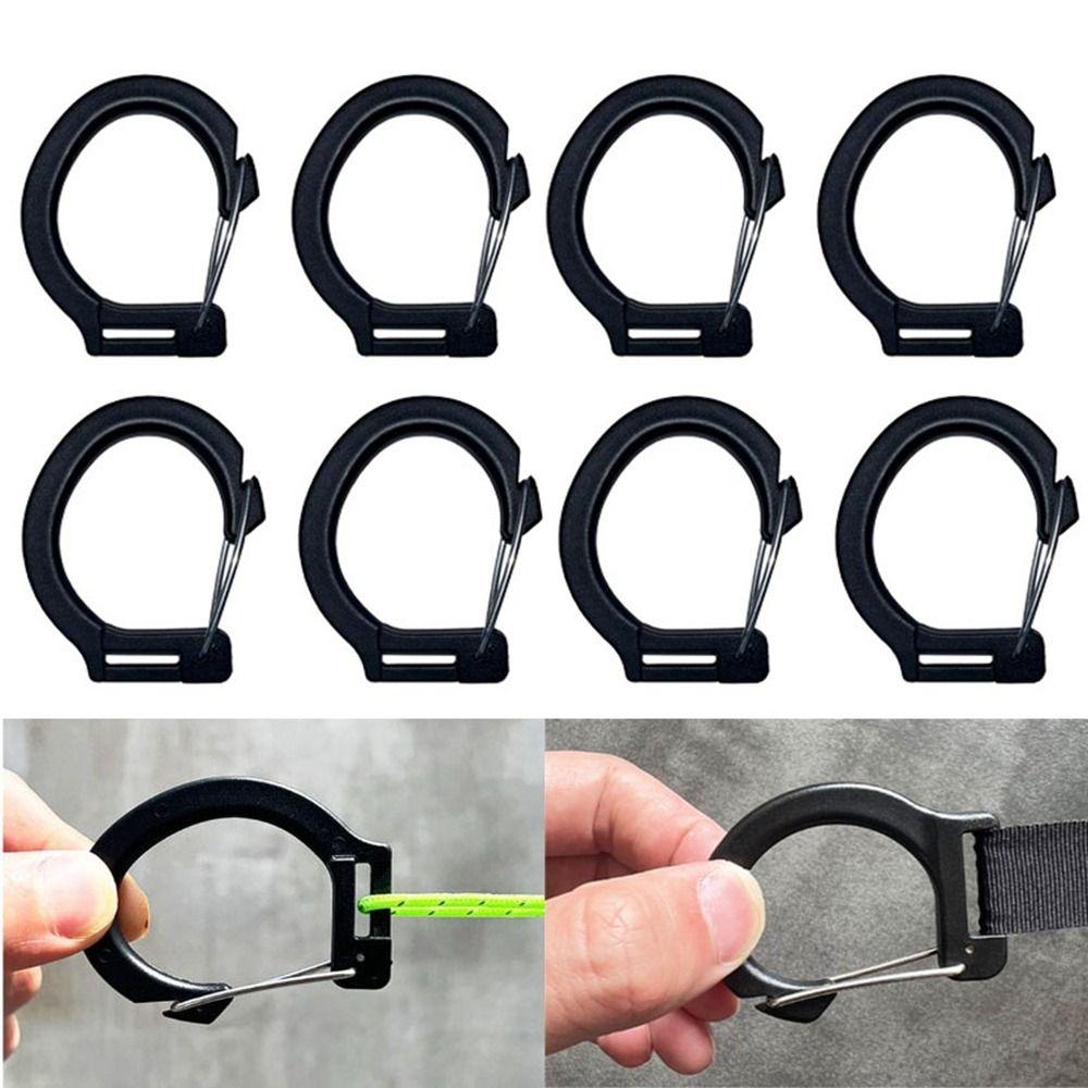 

2pcs 5cm*6cm Webbing Fixed Carabiner Black Belt Clip Wind Rope Hooks Outdoor Camping Hiking