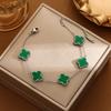 Korean Style Titanium Steel Four-Leaf Clover Couple Bracelet, 18k Rose Gold, Non-Fading