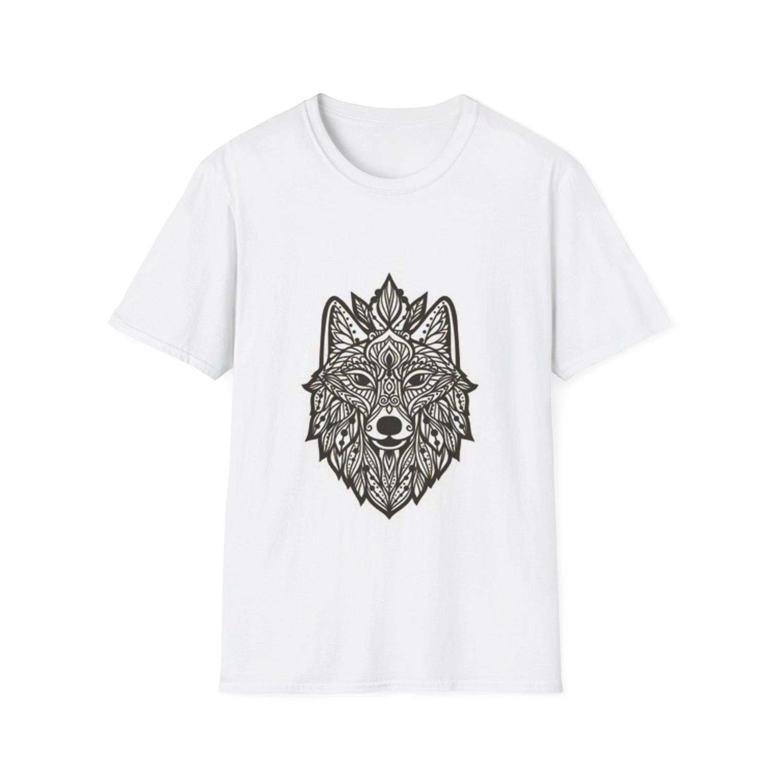 Color your own shirt Intricate Geometric Wolf Head T-Shirt | Mandala Wolf Tee S