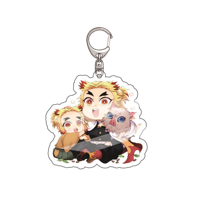 Anime Demon Slayer Acrylic Keychain Tanjiro Kamado Nezuko Zenitsu Agatsuma Inosuke Hashibira Pendant Charm 4PCS Collection Beautiful Gift