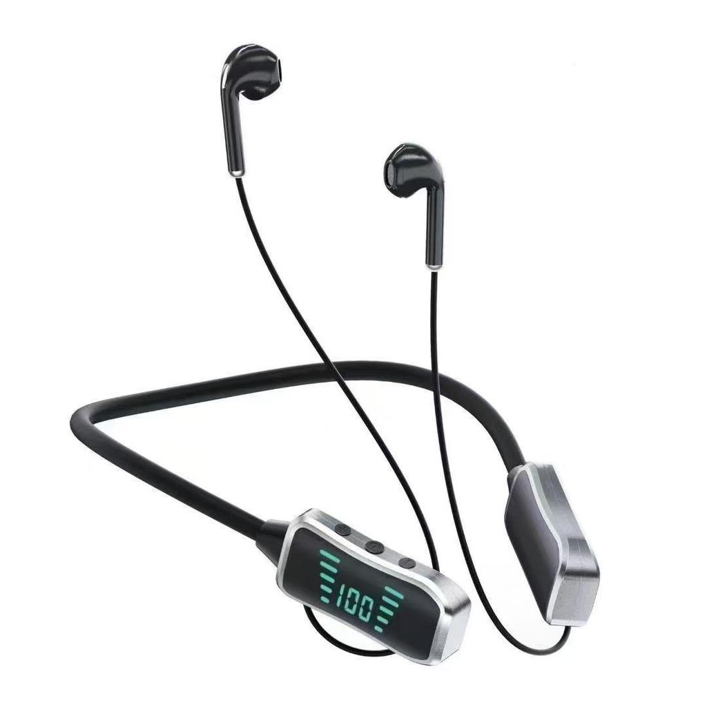 Noise-Cancelling Neckband Bluetooth Earphones with Large Battery & LED Display