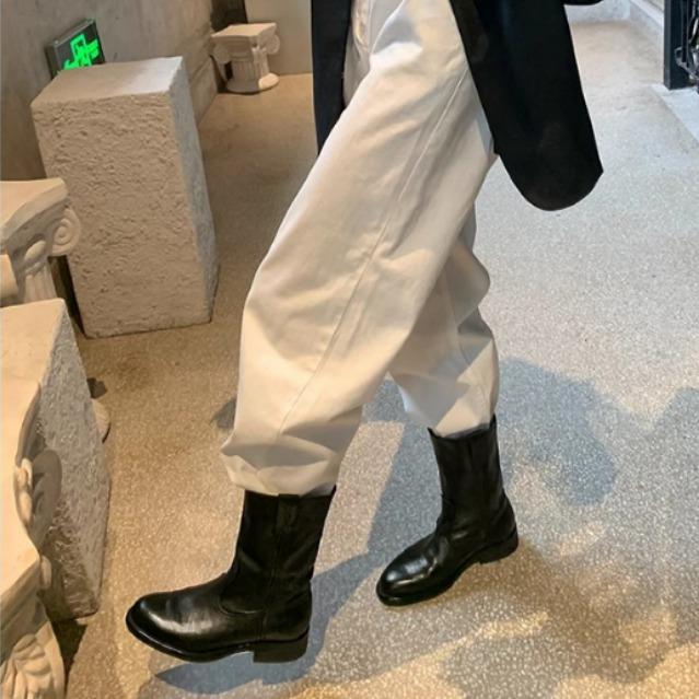 Yuanlitong autumn and winter new washed horse leather pattern short boots Korean version Chelsea boots wear high-end fashion women's boots