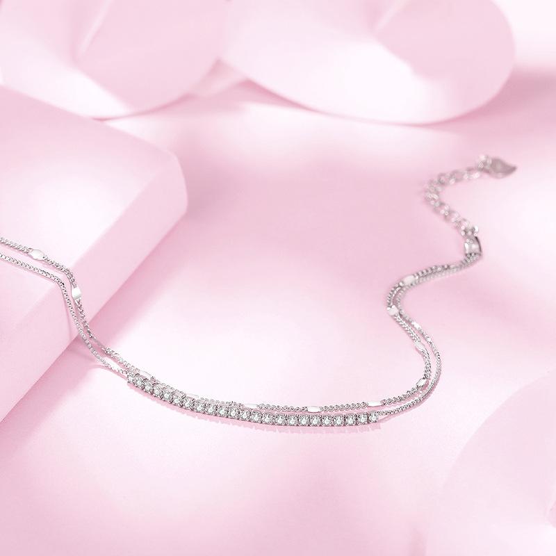 Tancise 925 Sterling Silber Zirkon Armband Schmuck Geometrische Perlenkette Gliederarmbänder Mode Feines Hochzeitsgeschenk für Freundin Frauen