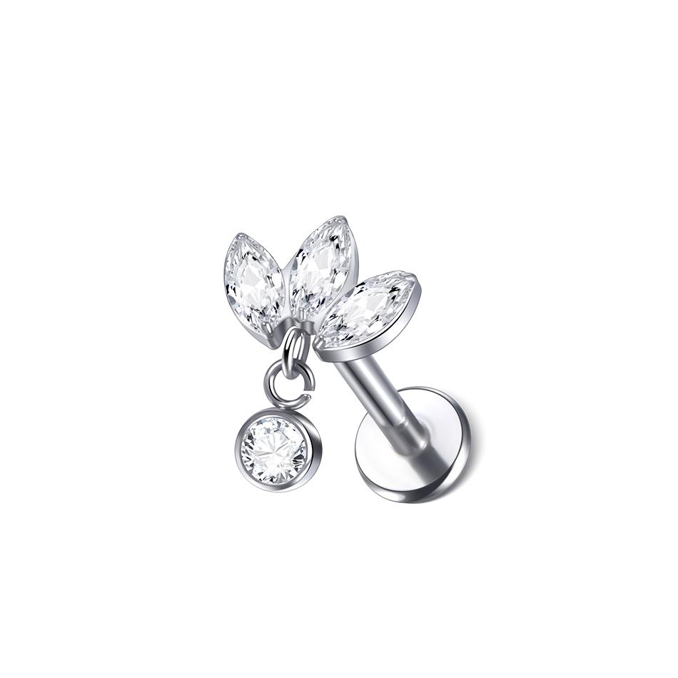 1Pc Titanium Ear Cartilage Stud Earrings for Women Internal Thread Zircon Flower Ear Lobe Tragus Helix Lip Rings Jewelry 16G