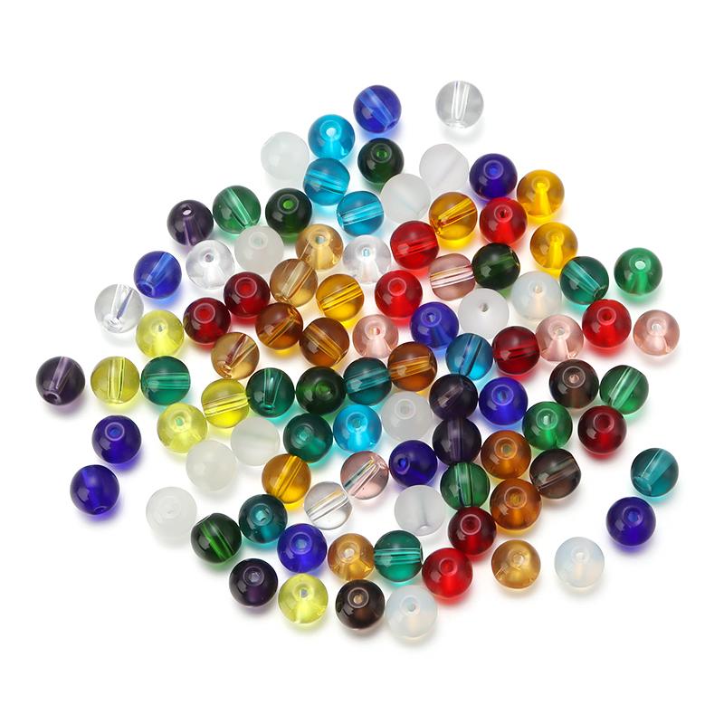 50 Stück Runde Glasperlen Bunt Transparent Glänzend Lose Perlen Für Schmuckherstellung DIY Basteln Halskette Armband Zubehör Großhande