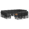Outdoor Sofa Set 14 Pcs Black and Dark Grey Polyester
