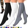 3 Pairs High Elastic Knee Length Compressed Socks for Sports Enthusiasts and Long Distances Traveling Fatigue Relief