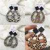 Vintage Bohemian Style Leopard Zebra Pattern Raindrops Dangle Wooden Earrings