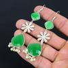 Mothers day Deal Sterling Silver Pear Green Chalcedony Stone Dangle New Earrings