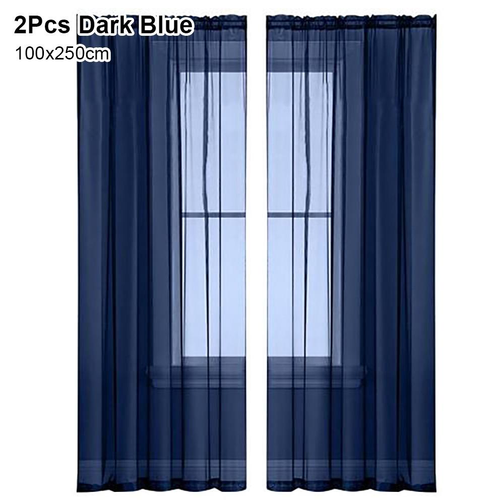 1/2Pcs Rod Pocket Voile Sheer Curtain Door Drape Shades Living Room Bedroom Kitchen Decoration