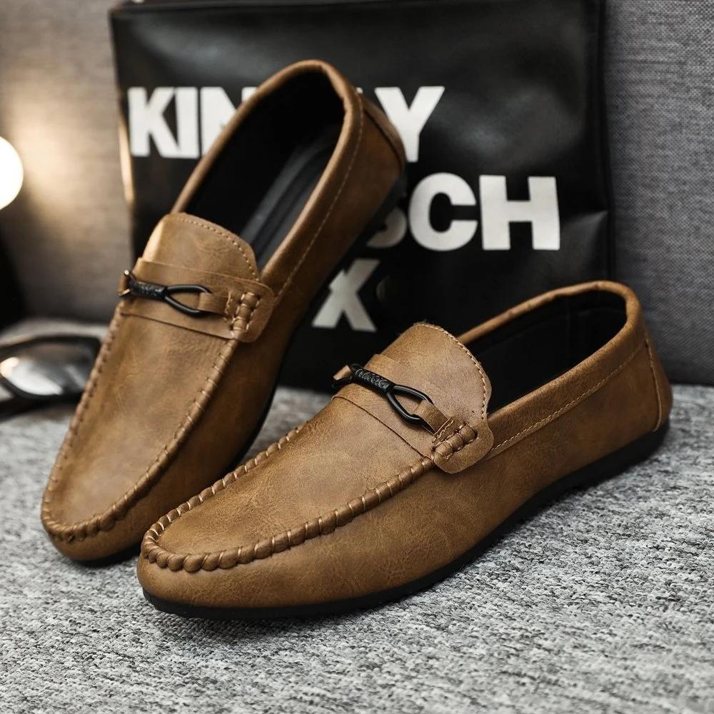 Mode Slipper Low-Top Nicht Britischer Stil Herren Freizeitschuh Bequemer Preis Social Sale In Aktion Größe 44 Gängige Herren Lederschuhe
