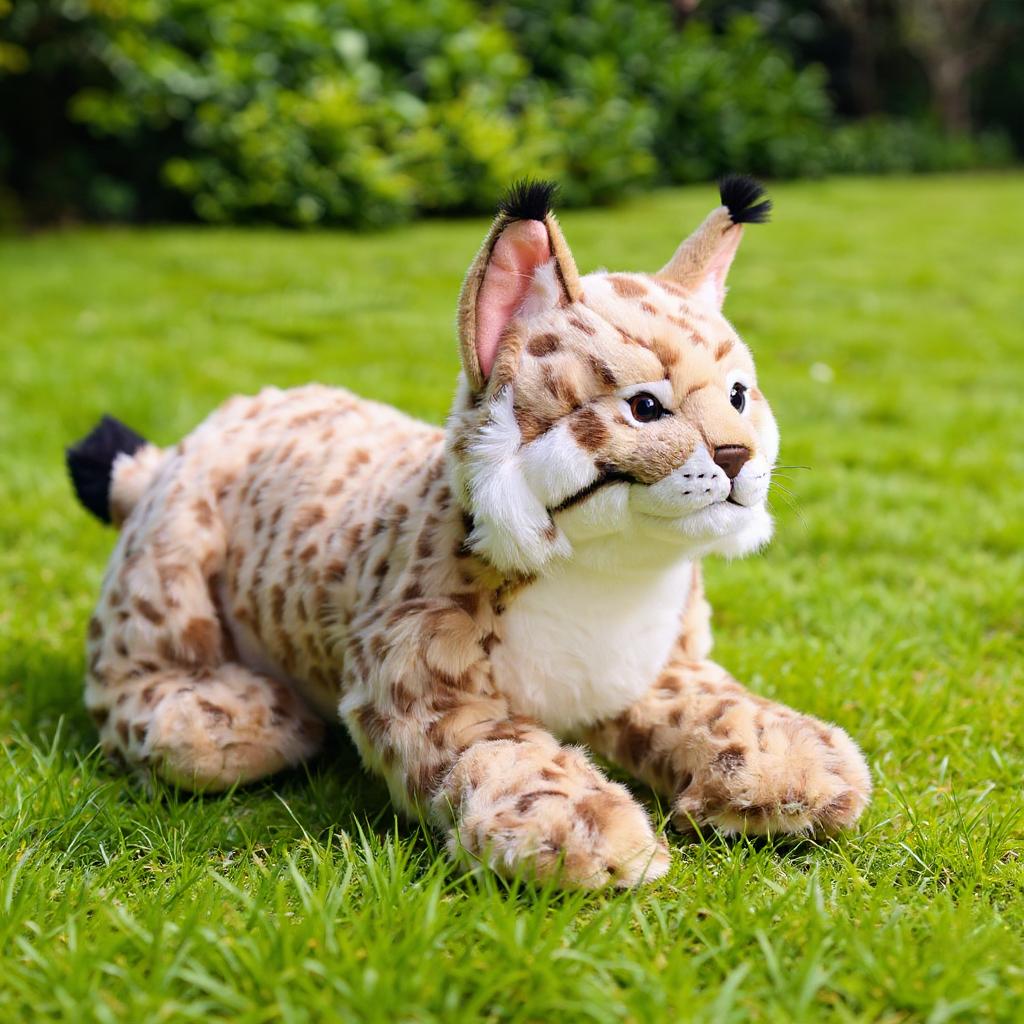 Large Simulated Bobcat Lynx Plush Toy Super Soft Lying Wildlife Doll Home Decor Pillow Children and Adult Gift