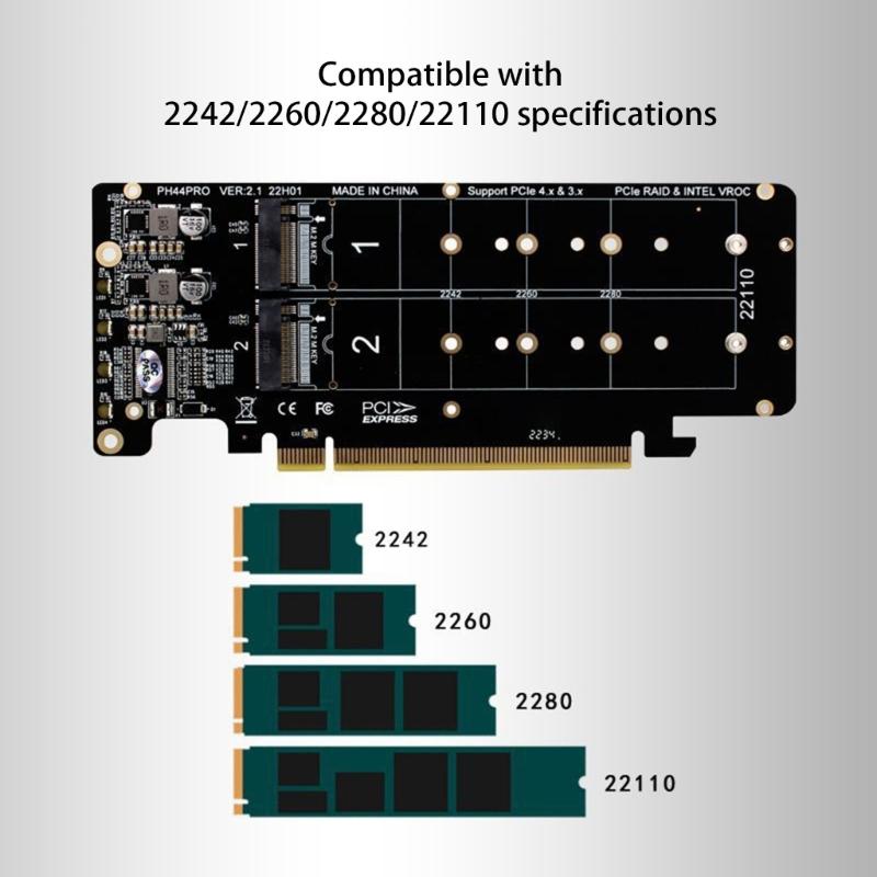 Shock-proof  PCIeX16 To for M.2 M-key NVMEx4 SSD for  Pansion Adapter Card for PC