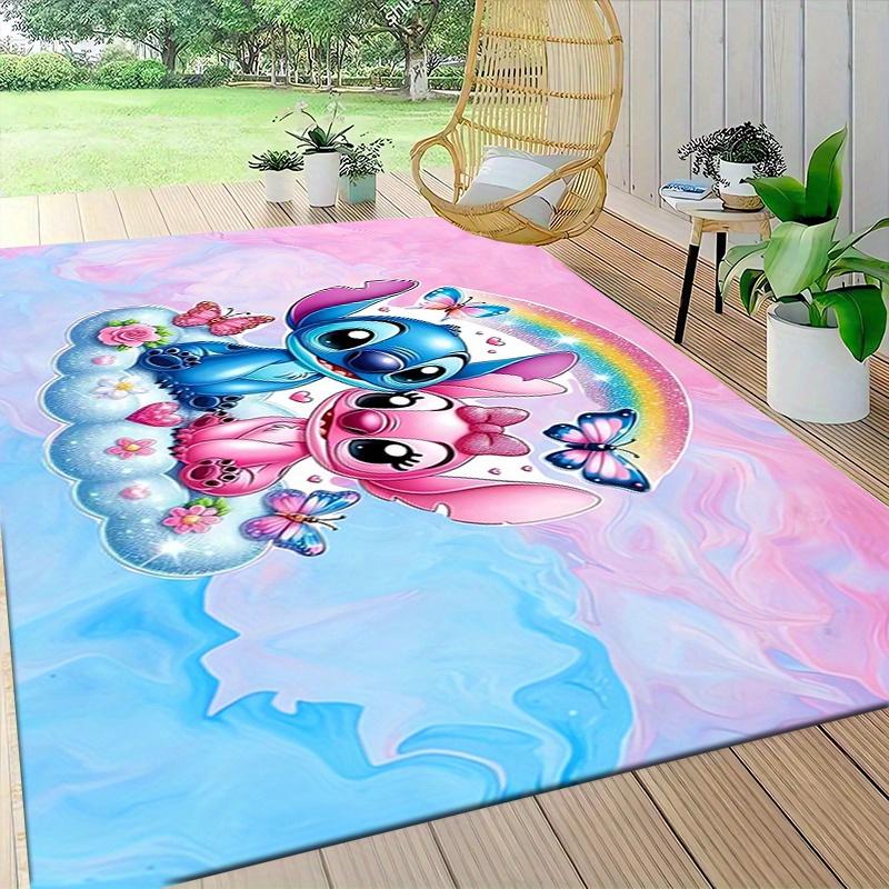 1pc Stitch Cartoon Carpet, 100% Polyester, Non-slip, Machine Washable, Waterproof, Outdoor Yard and Garden Decor, Home and Bedroom Decorative
