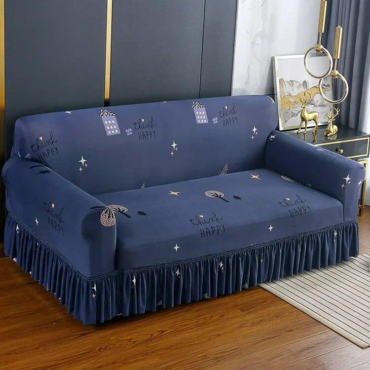 Pletené elastické potahy na pohovku s potiskem do obývacího pokoje se sukní Natahovací křeslo Pohovka Potah na rohy 1/2/3/4 sedadel