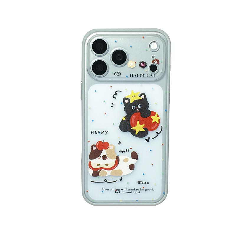 Korean Style Frosted Ice Cream Cat Phone Case for Apple 16/17PRO