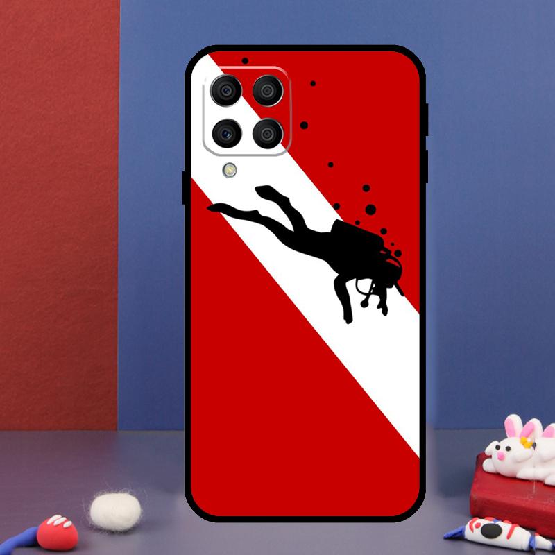 Diver Down Scuba Flag For Samsung Galaxy M31 M51 M33 M13 M23 M53 M15 M55 M14 M34 M54 M20 M30s M32 M52 Phone Case