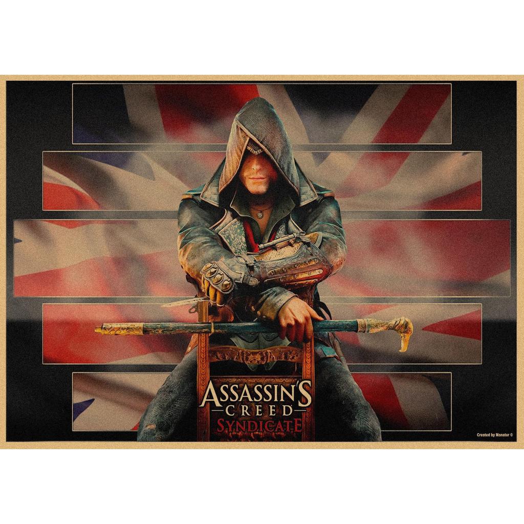 Assassin's Creed Retro Kraft Paper Wall Poster Mural 250