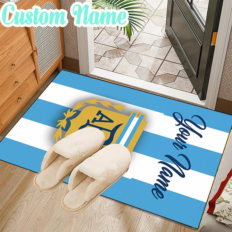 Custom Name Argentina Football Crest Rug Office Rug Chair Mat Non Slip Carpet Rugs for Bedrooms Dining Room Living Room Home Decor gifts