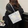 Flower Prints Ladies Pu Leather Shoulder Bags Vintage Candy Color Female Handbags Large Capacity Tote Portable Girl Underarm Bag