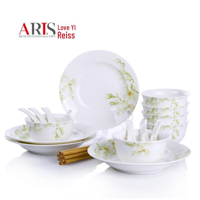 ARIS White Magnolia 22-Piece Ceramic Dinnerware Set