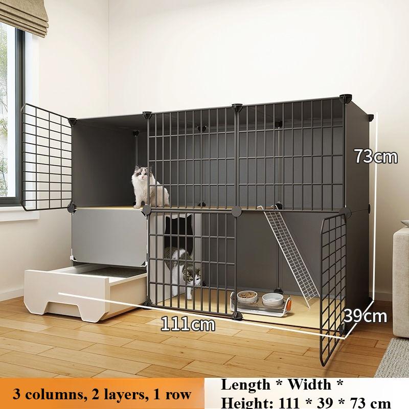 Household Indoor Cat Toilet and Cage Combination Cat Cage Extra Large Free Space Cat House Empty Cage Pet Villa Rabbit Bed Rat