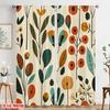 2pcs Retro Floral Leaf Printed Curtains, Designed for Light Filtering, Quality Material, Ideal for Daily Home Window Decoration,