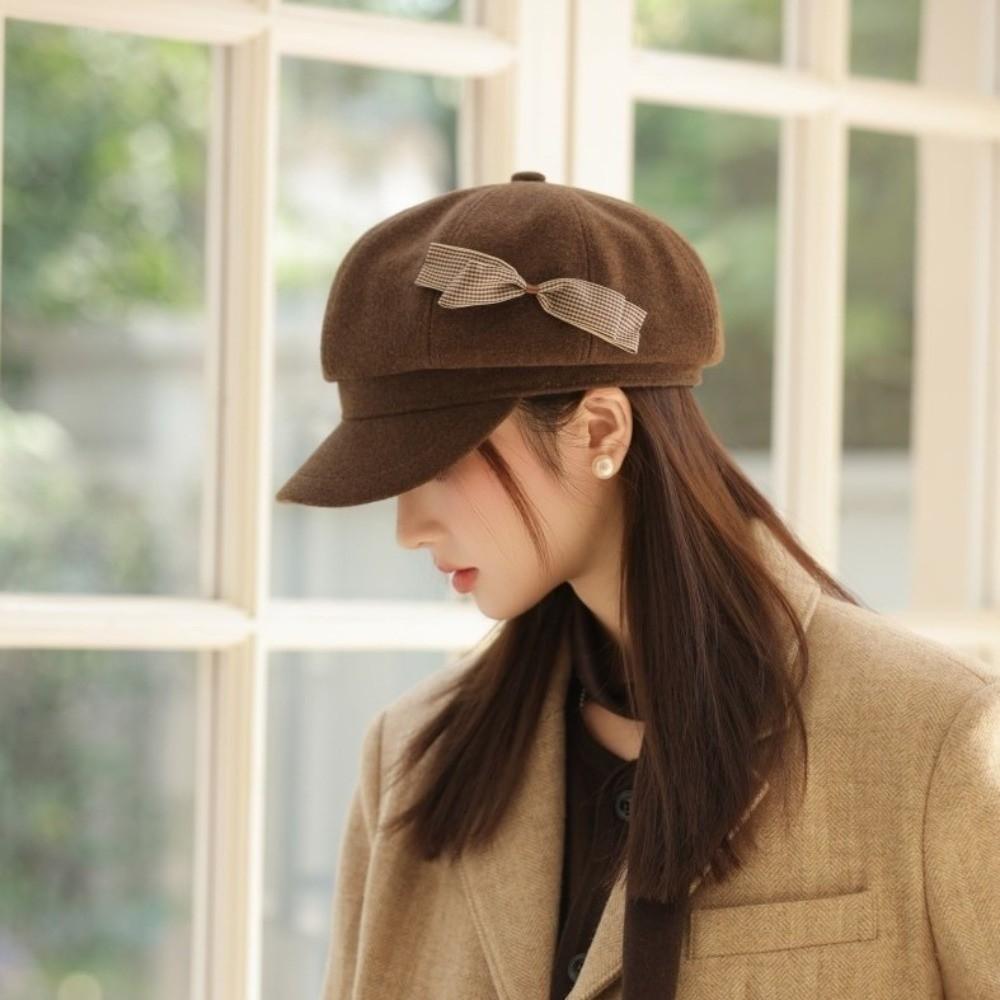 Warme Schiebermütze Wolle Achteckige Kappe Mode Malermütze Weiblich