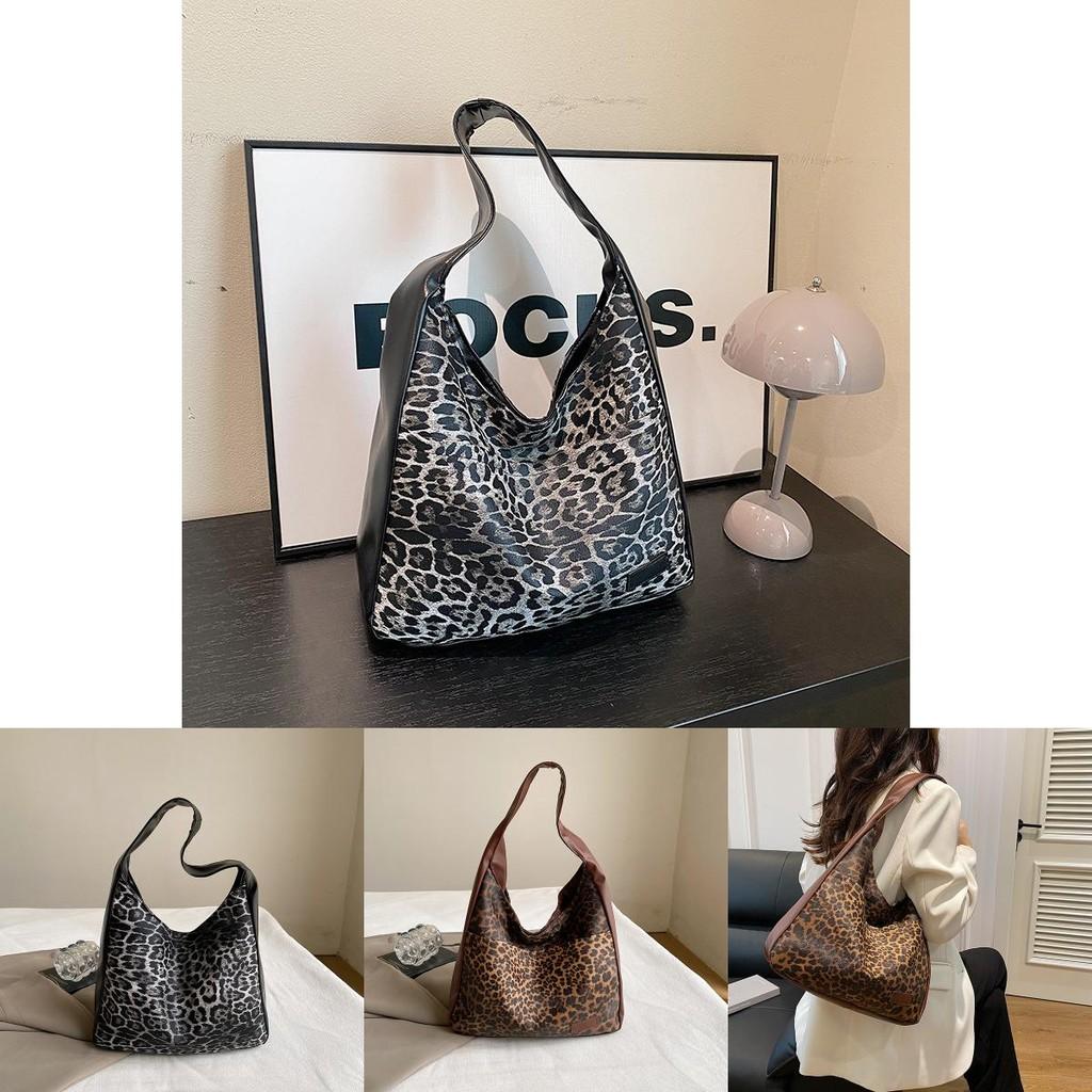 Stylish Black And Brown Leopard Print Tote Bag For Effortless Casual Chic Fashion