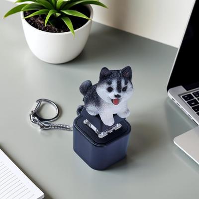 Rechargeable Cute Dog Cat Keychain Stress-Relieving Clicky Keyboard Stress Relief Kitten Puppy Croaking Fidget Toy Desk Decor