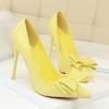 New Woman Yellow Blue Pink Sexy High Heels Pumps Butterfly Knots Party Shoes Female Escarpins Talons Stiletto Wedding Pumps