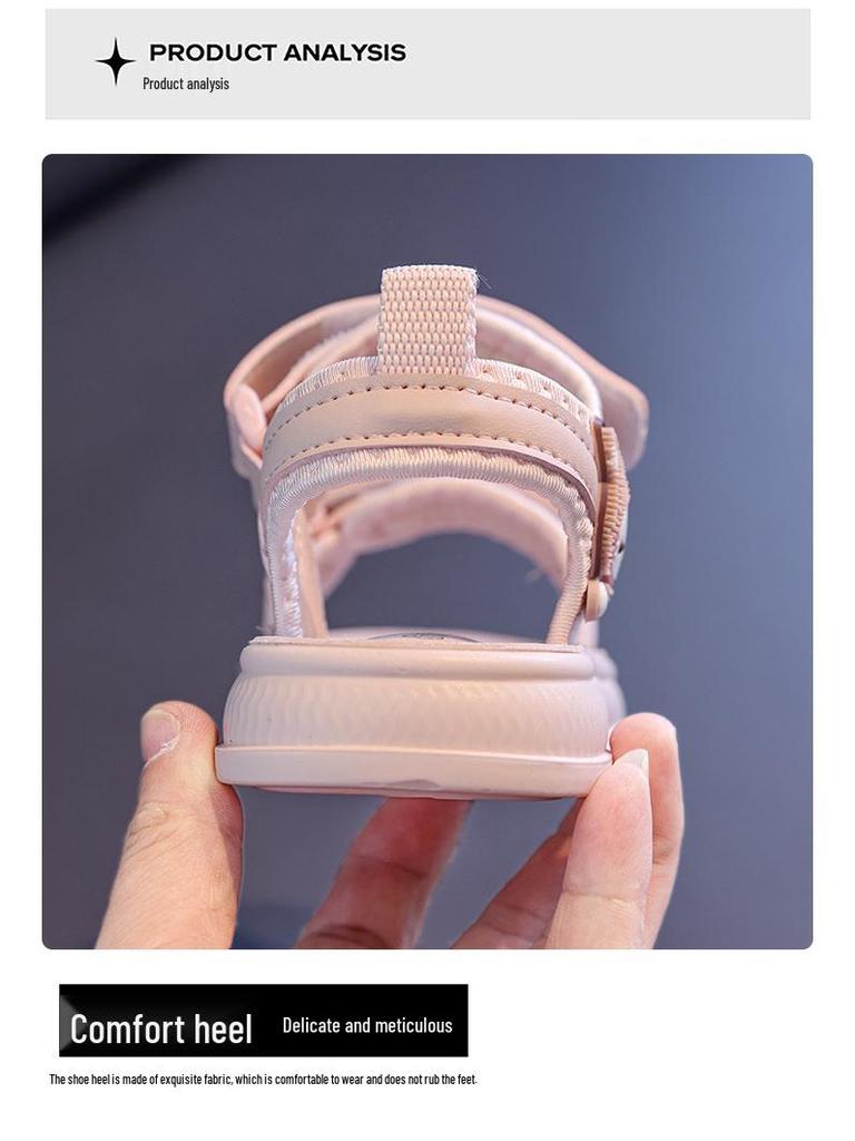 Sandálias Abertas com Velcro para Crianças Verão 2025 - Design Fofo de Gatinho para Meninos e Meninas