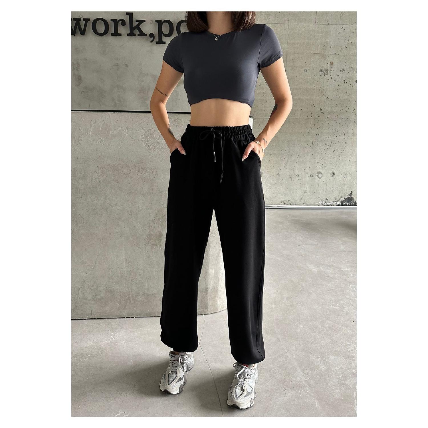 

Woman High Waist Jogger Shabby Tracksuit Six L чорний