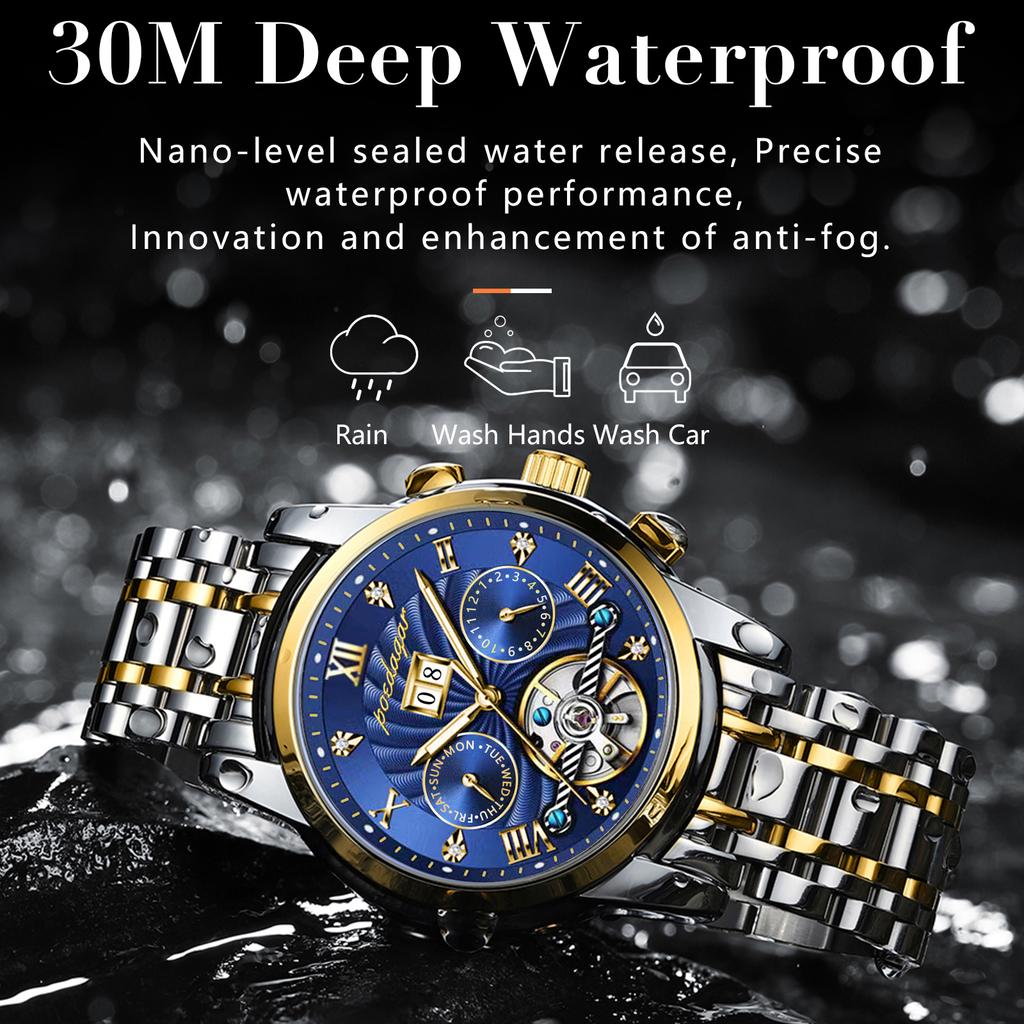 Luxury Automatic Mechanical Wristwatch Stainless Steel Tourbillon Man Watch Waterproof Luminous Business Men's Watches