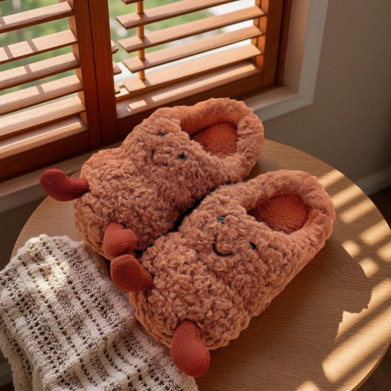 

Women s Cute Peanut Plush Slippers - Cozy, Thick-Soled, Non-Slip Cotton Footwear for Autumn/Winter 40/41 [Fits usual 39/40]