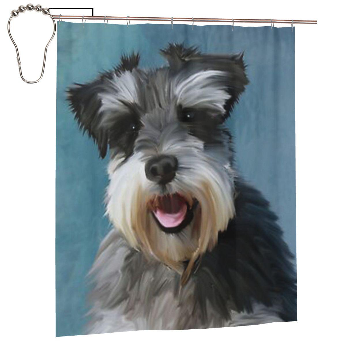 

Miniature Schnauzer Dog Water Color Art Painting Shower Curtain Bathroom Polyester Waterproof Bath Curtains With Hooks W60H190(CM)-1 Pcs