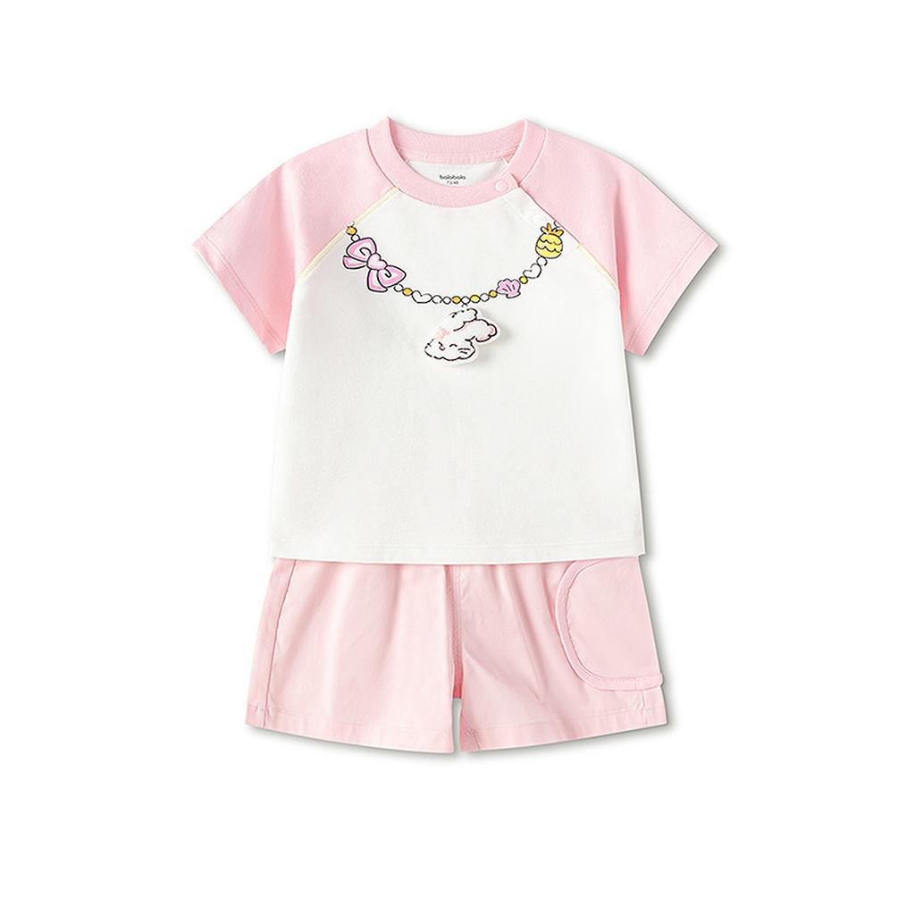BalaOne: Balabala Children's Short Sleeved T-shirt Set, Baby Summer Clothes, Pure Cotton T-shirt Pants