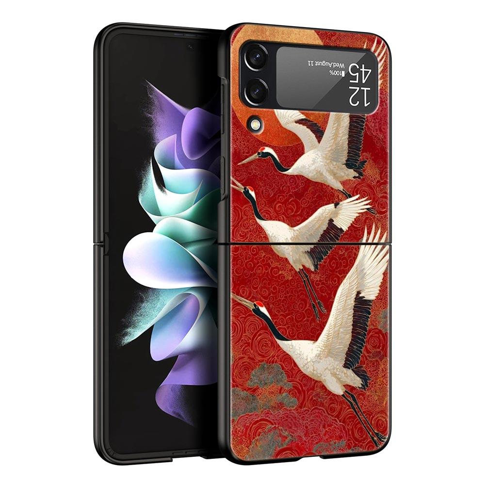 Japanese Style Art Japan Phone Case For Samsung Galaxy Z Flip3 Flip4 Flip5 Case Shell For Z Flip 3 4 5 6 7 Hard Folding Cover