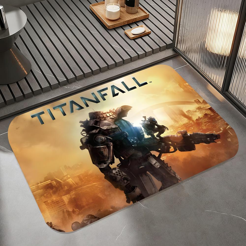 Anime T-Titanfall II Floor Mat Diatomite Bath Mat, Quick Dry Absorbent Non-Slip Door Mat
