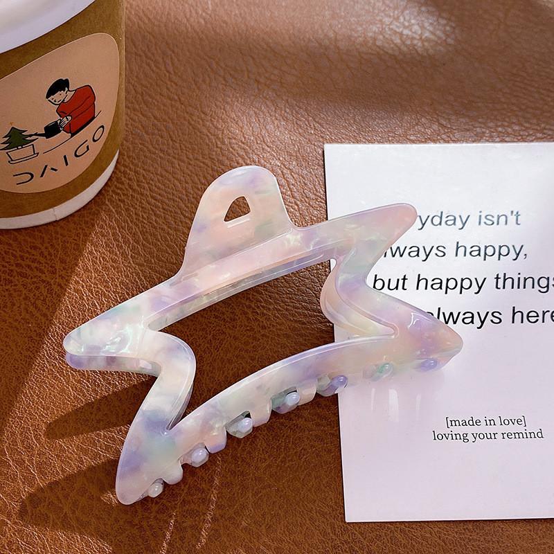 Elegant 8.8cm Geometric Star Hair Claw Clip Made From Acetate For Trendy Hairstyles Colorful Purple