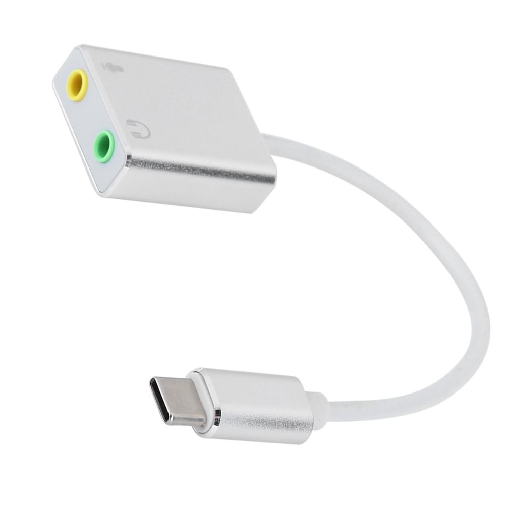 Aluminum Alloy TYPEC 7.1 External No Drive Stereo Sound Card Audio Adapter