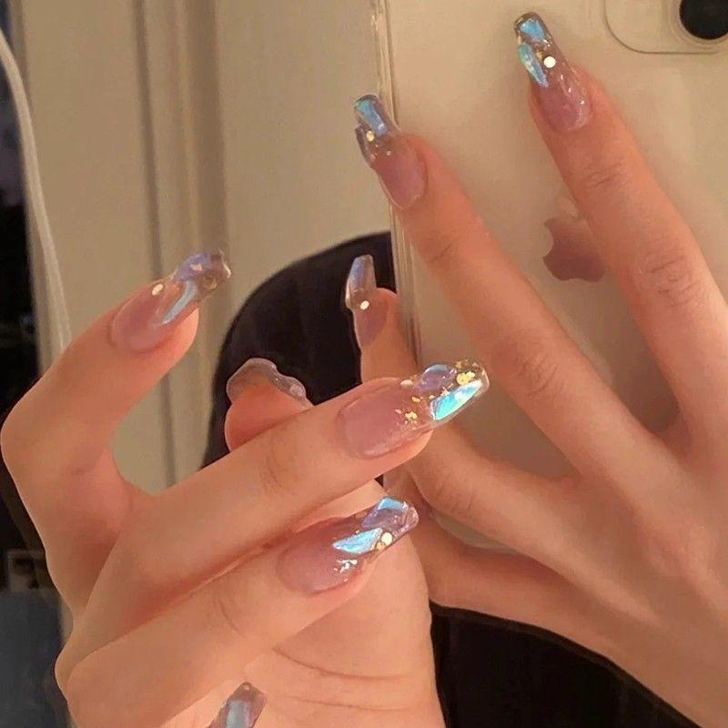 

Wen Elf Same Style Aurora Diamond Pregnant Women Nail Stickers M dream purple Elf