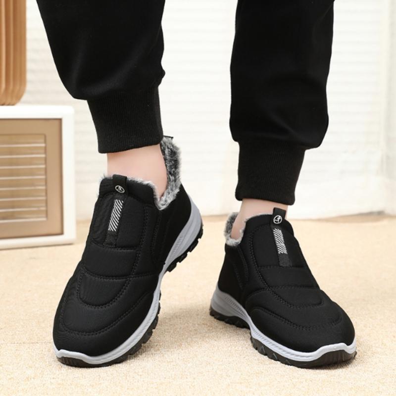 Herren-Winter-Fleece-gefütterte High-Top-Schuhe für den Außenbereich, rutschfeste Schneestiefel, verdickte, mit Fell gefütterte kurze Stiefeletten, warme, weiche Turnschuhe für Herren