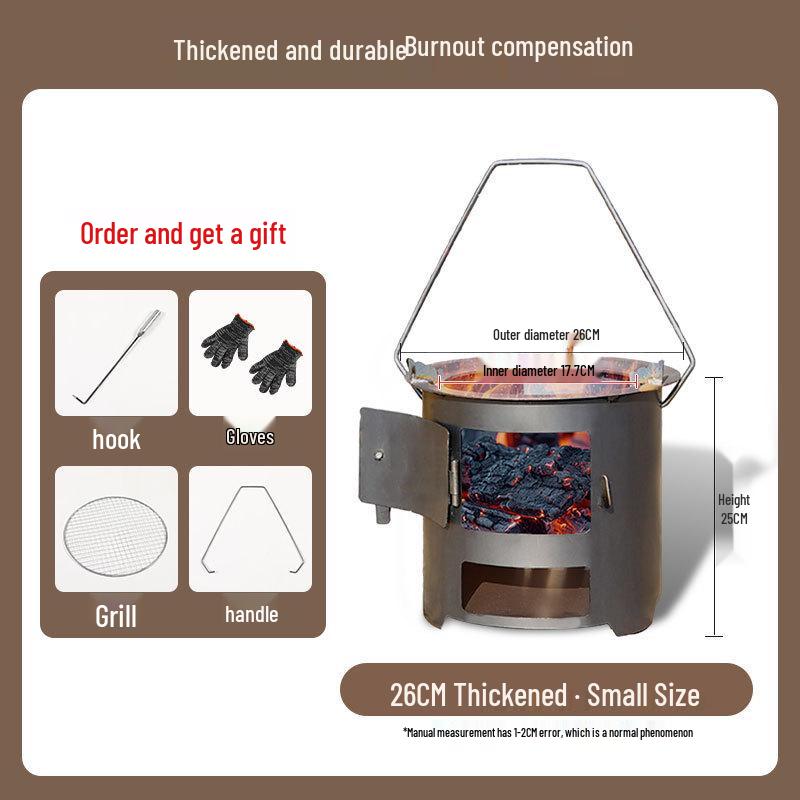Portable Outdoor Firewood Stove for Camp Cooking and Tea Brewing