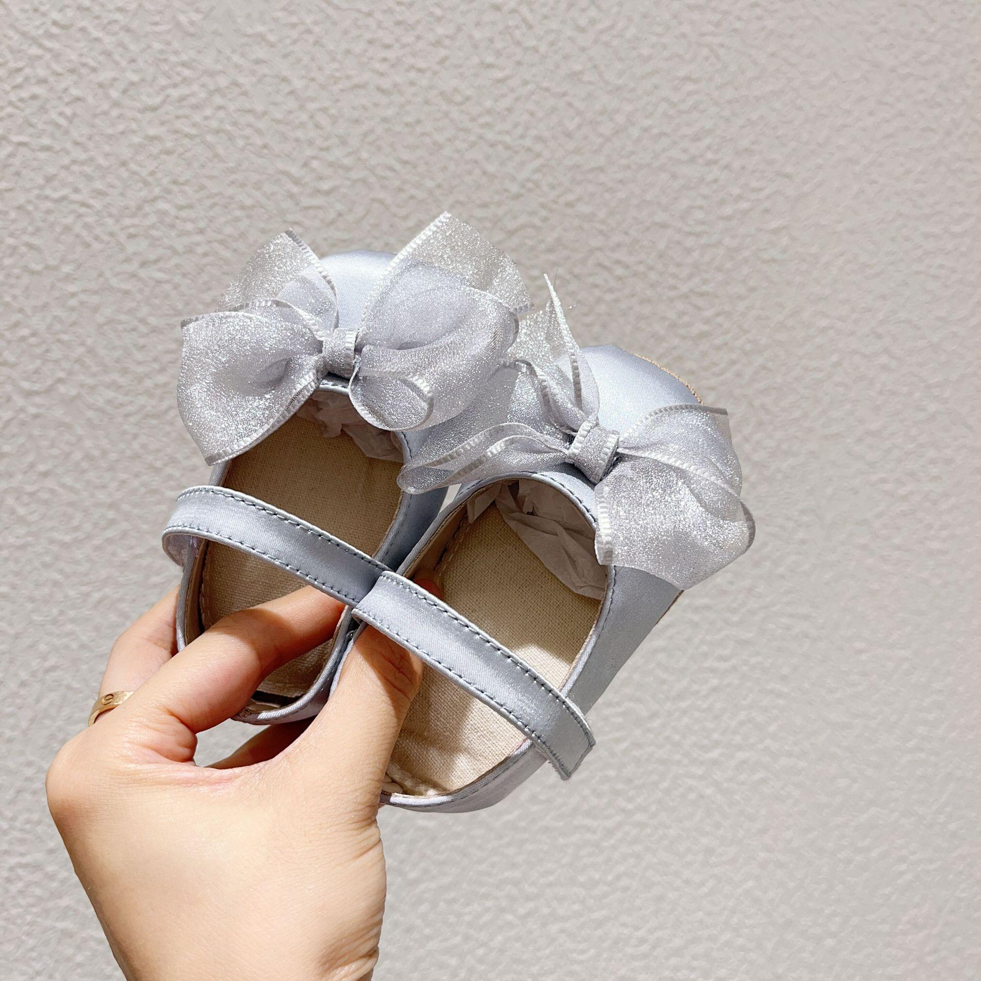 

Корейские весенне-осенние туфли-балетки с бантом для принцесс для малышей – Нескользящая мягкая подошва для младенцев и малышей M (12 cm) серый