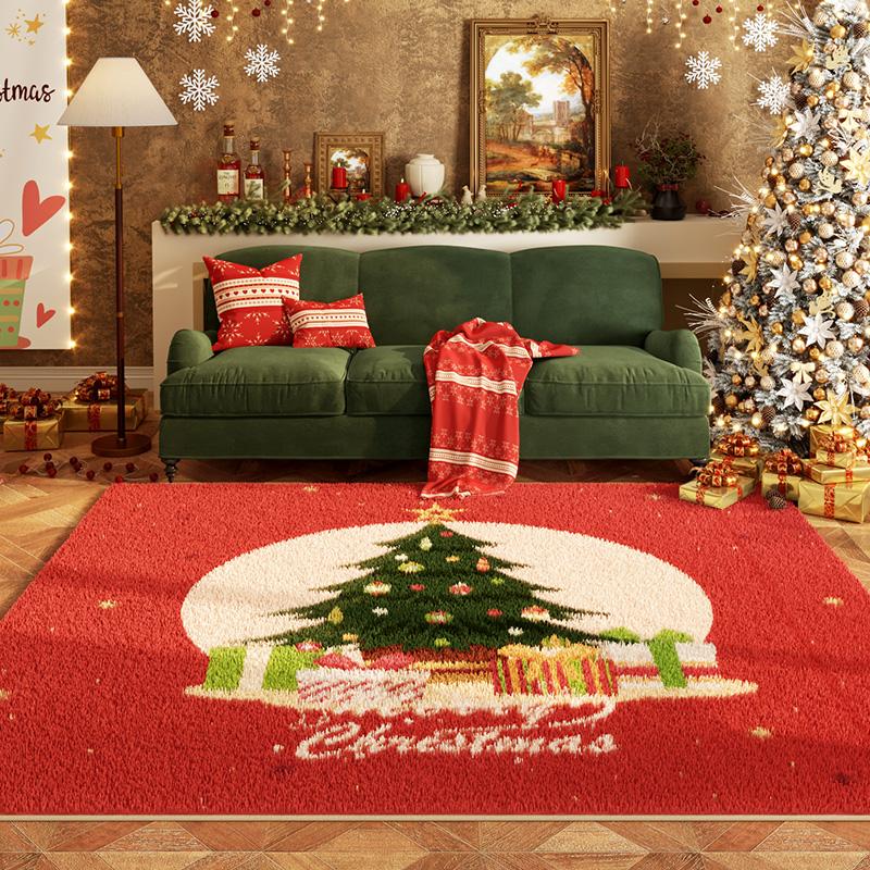 Christmas Living Room Decoration Rug Large Area Anti-slip Mat Fluffy Soft Children Rugs Cute Cartoon Bedroom Decor Plush Carpet